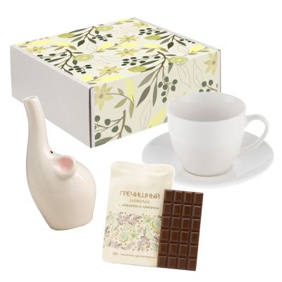 Подарочный набор "Счастье в мелочах": ваза, чайная пара, шоколад