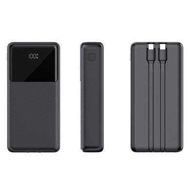 Внешний аккумулятор (powerbank) «Stream 20», 20 000 mAH, с двумя зарядными шнурами,  22,5W (Ватт)  super fast charge, Power Delivery (PD) 25.5W (dfnn), c цифровым дисплеем для контроля заряда, черный