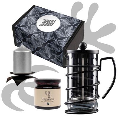 Подарочный набор «Бесконечность»: френч-пресс, подсвечник, свеча, джем