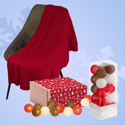 Подарочный набор «Всё переплетено»: плед, гирлянда