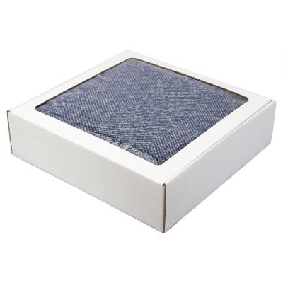 Плед акриловый Super Soft Nature размер 120*160 см, темно-синий, плотность 450гр/м2,  в подарочной белой крафтовой коробке с окошком