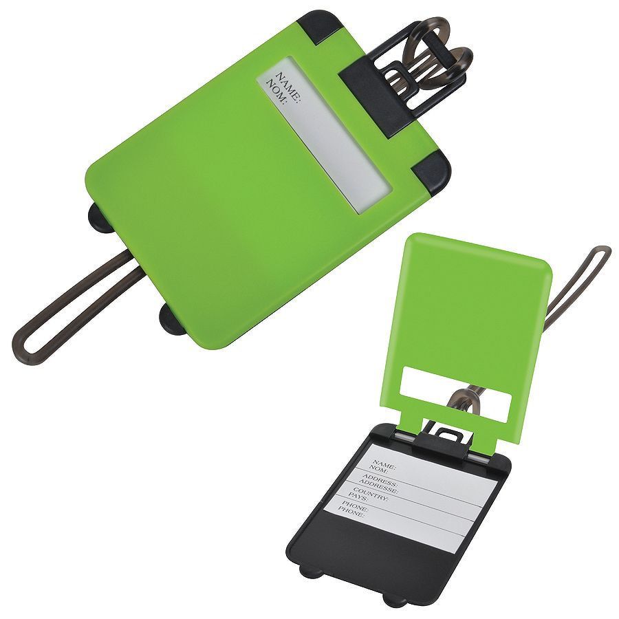 Бирка багажная  "Чемодан";  ярко-зеленый,  5.6*7.8 см; пластик;