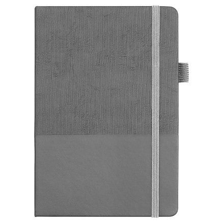 Блокнот А5 Burnie, в твердой обложке c резинкой и петлей для ручки в линейку, серый