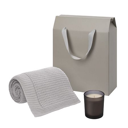 Подарочный набор Энигма (Enigmа), Мальта Софт (Malta Soft), серый (свеча, плед)