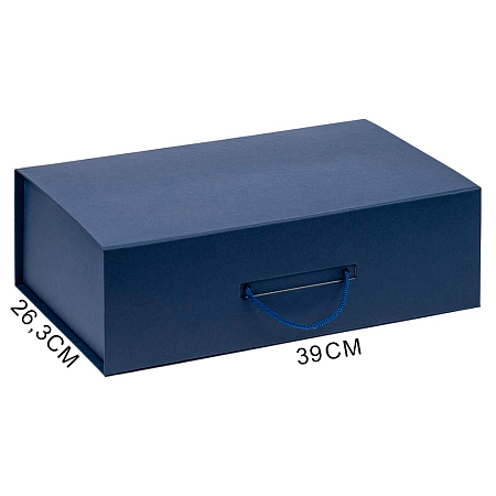Подарочная коробка, размер 39*26,3*11 см, Solution Prestige Big Case Soft с магнитным клапаном и ручкой , темно-синяя