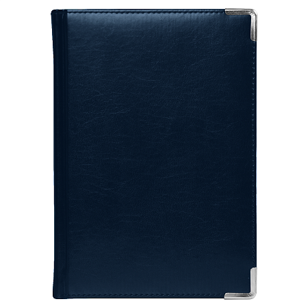 Ежедневник полудатированный Classic Pristine Silver А5, темно-синий  с серебром, с металлическими уголками, в твердой обложке с поролоном