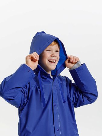 Дождевик детский RainDrop Kids, ярко-синий, размер 10 лет (130-140 см)