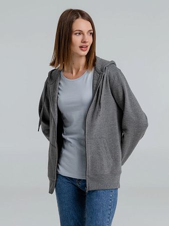 Толстовка на молнии с капюшоном унисекс King, темно-серый меланж, размер XS