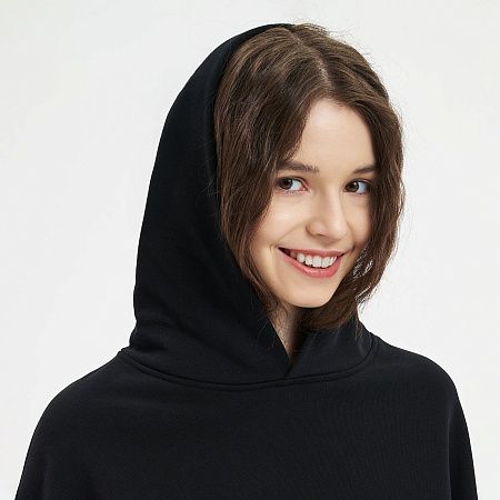 Худи оверсайз унисекс Фьюжн (Fusion), черный, размер XS/S