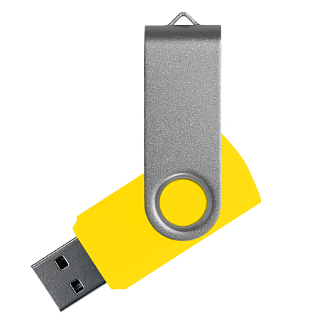 Флеш накопитель USB 2.0 Twister Сolor Mix 16GB, пластик Софт Тач/металл, желтый/серебристый