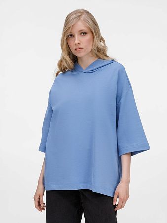 Футболка оверсайз унисекс с капюшоном Neofit, синяя, размер XS/S