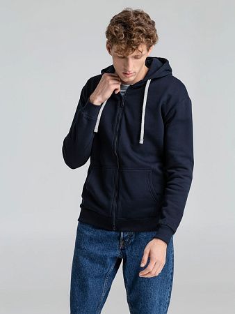 Толстовка на молнии с капюшоном Unit Siverga Heavy, темно-синяя, размер XS