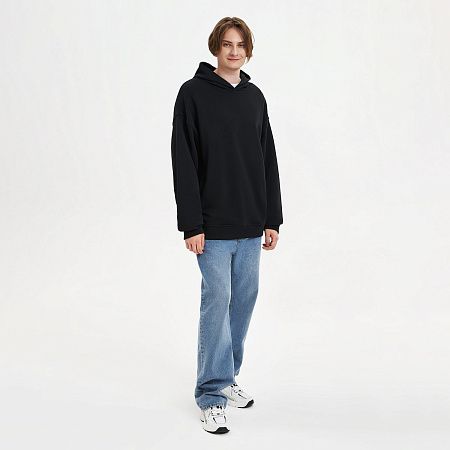 Худи оверсайз унисекс Фьюжн (Fusion), черный, размер XS/S