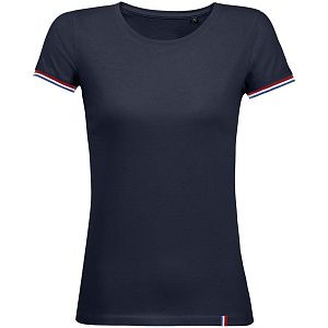 Футболка женская Rainbow Women, темно-синяя с ярко-синим под нанесение