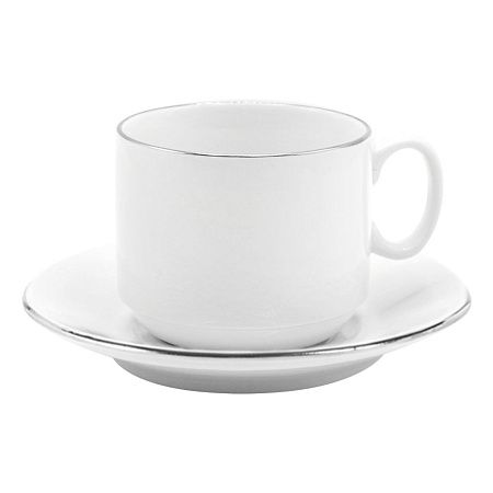 Чайная пара фарфоровая 220см³ экспресс Платиновый в коробке