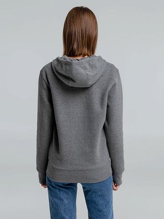 Толстовка на молнии с капюшоном унисекс King, темно-серый меланж, размер XS