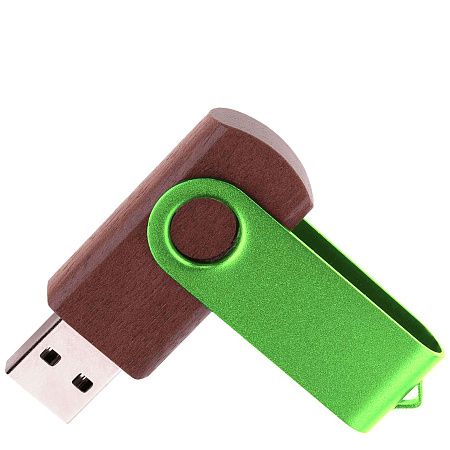 Флешка TWIST WOOD COLOR Темное дерево с салатовым 4014.32.15.64ГБ