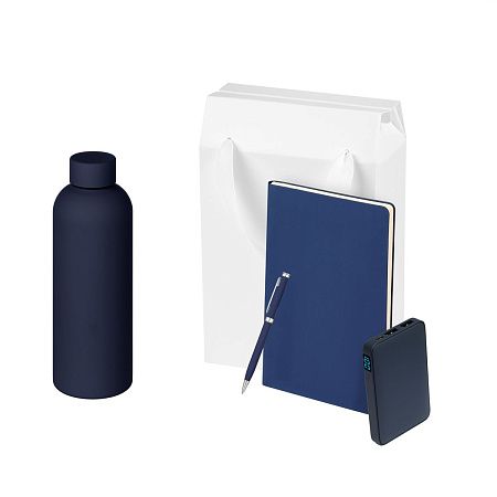 Подарочный набор Прима (Prima), синий (термокружка, ежедневник, аккумулятор, ручка)