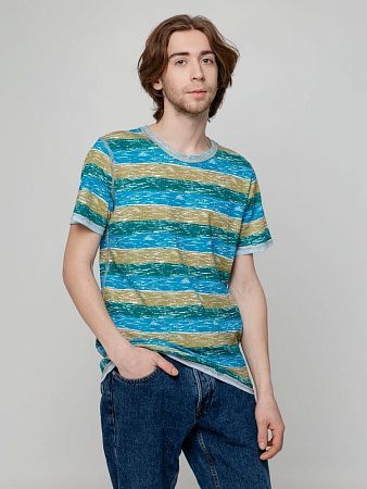 Футболка мужская Rayet двусторонняя, голубая с зеленым, размер S