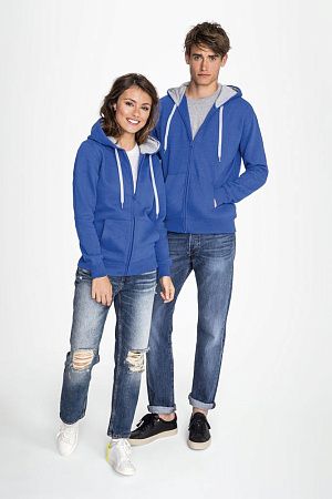 Толстовка мужская на молнии Soul Men 290 с контрастным капюшоном, темно-синяя, размер S