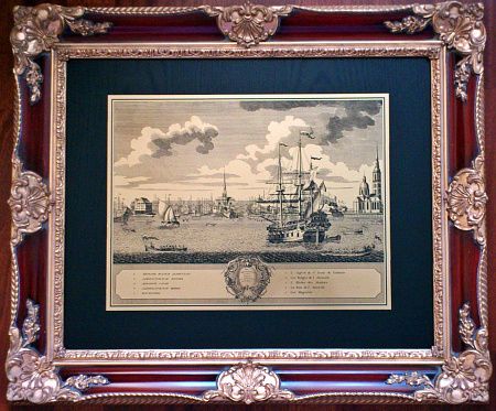 Гравюра "Вид Адмиралтейства и ИС в 1720 году" в vip раме