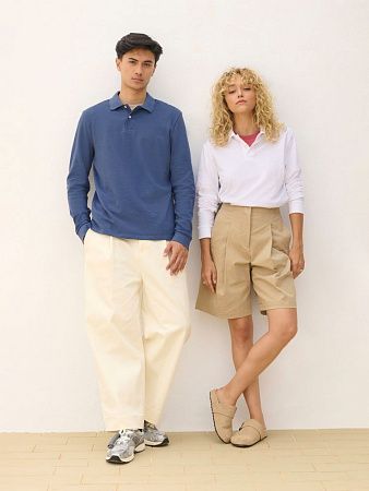 Рубашка поло унисекс с длинным рукавом Pacific LSL, синяя (джинс), размер XS