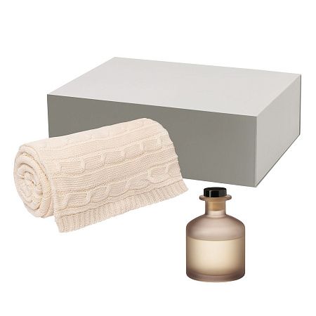 Подарочный набор Мизу (Mizu), Фадо (Fado), бежевый (диффузор, плед)