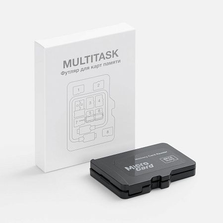 Органайзер для карт памяти и SIM с кардридером Multitask, черный