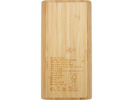 Портативное зарядное устройство «Tulda» из бамбука, 20000 mAh