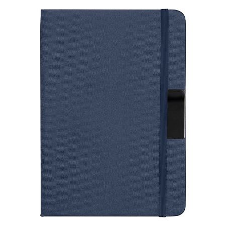 Блокнот А5 Hobard, в твердой тканевой обложке c резинкой в линейку, темно-синий