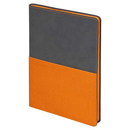 Ежедневник Flexy Smart Harbor Nuba Gemini А5, серый/оранжевый, недатированный, в гибкой обложке