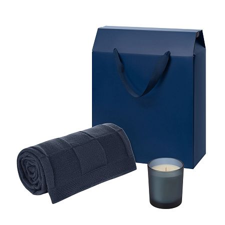 Подарочный набор Энигма (Enigmа), Селла Софт (Cella Soft), синий (свеча, плед)