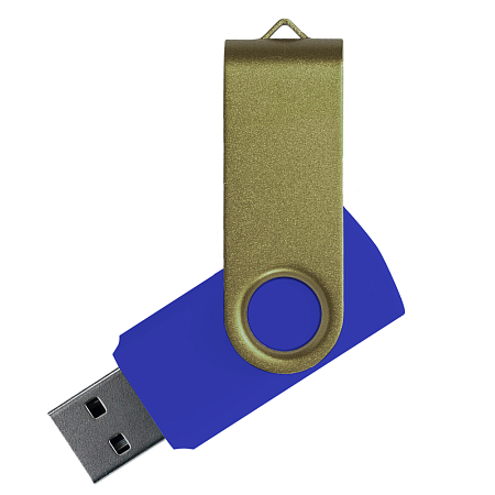 Флеш накопитель USB 2.0 Twister Сolor Mix 16GB, пластик Софт Тач/металл, синий/оливковый