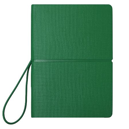 Блокнот А6 Van Diemen, со стикерами, в гибкой обложке c резинкой в линейку, зеленый