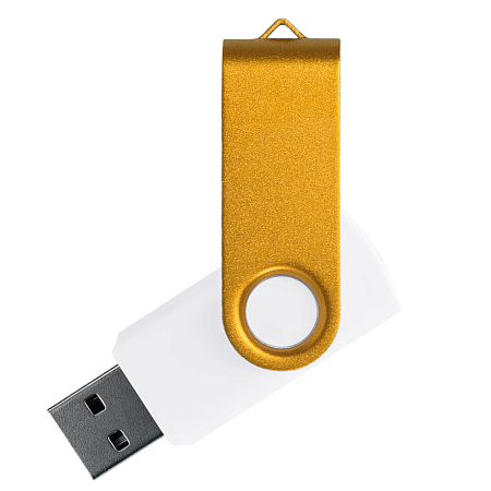 Флеш накопитель USB 2.0 Twister Сolor Mix 16GB, пластик Софт Тач/металл, белый/желтый