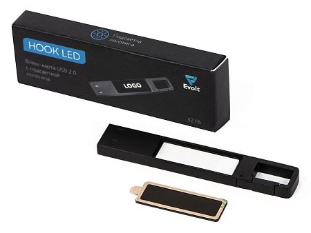 USB 2.0- флешка на 32 Гб c подсветкой логотипа «Hook LED»