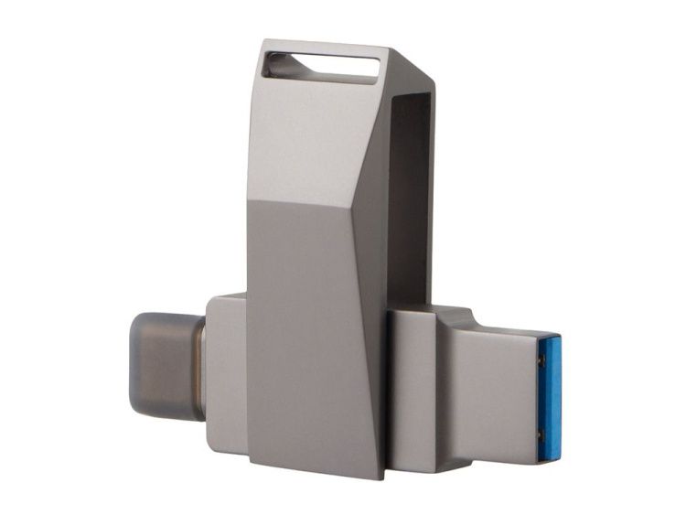 Флешка 64 ГБ USB Type-C и USB 3.0 «Тесла», цвет: серый
