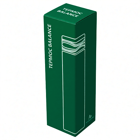 Термос Balance вакуумный стальной, 500 мл, пластиковая крышка, зеленый, матовый