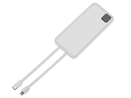 Внешний аккумулятор со встроенными кабелями «Фрэйм», 10000мач