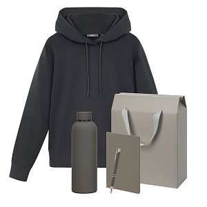 Набор с одеждой Алекс (Alex) (худи, термобутылка, блокнот, ручка), серый, XL