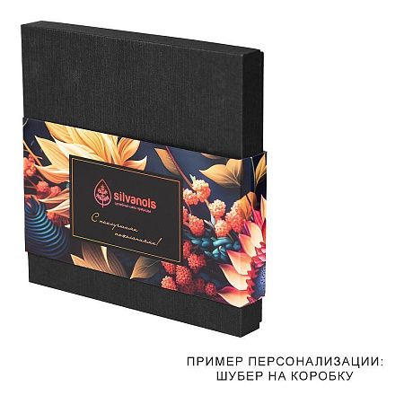 Коробка подарочная, размер 18*18*2 см, Solution Superior Linen, черная,  бежевый ложемент под ручку и прямоугольный предмет