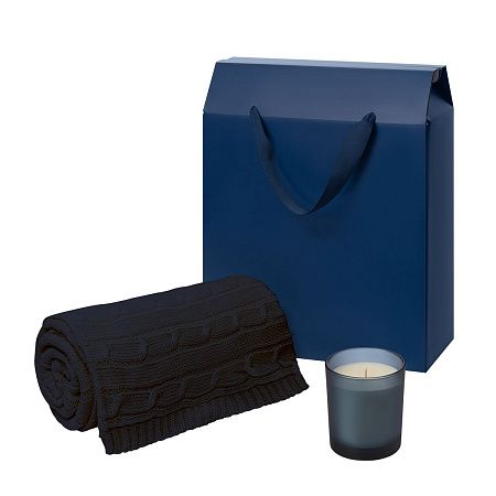 Подарочный набор Энигма (Enigmа), Селла Софт (Cella Soft), синий (свеча, плед)