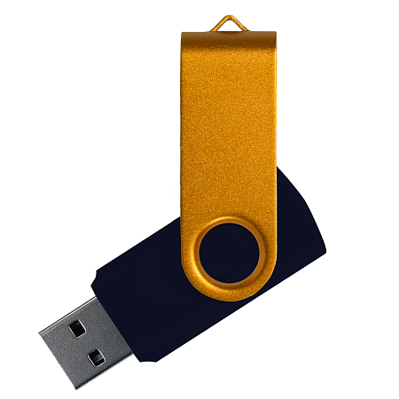 Флеш накопитель USB 2.0 Twister Сolor Mix 16GB, пластик Софт Тач/металл, черный/золотистый
