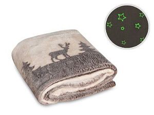 Плед из флиса «Новогодний», светящийся, цвет: бежевый