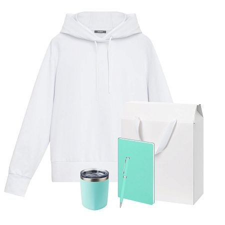 Набор с одеждой Алекс (Alex) (худи, термокружка, ежедневник, ручка), мятный/аква, S