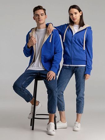 Толстовка унисекс на молнии Sherpa 280, ярко-синяя, размер XXS