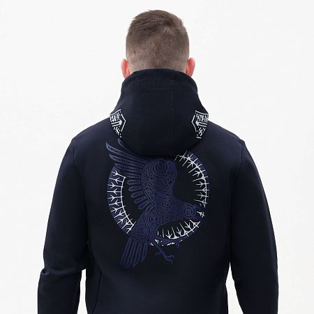 Толстовка на молнии с капюшоном Матео (Mateo) темно-синяя, размер S/M