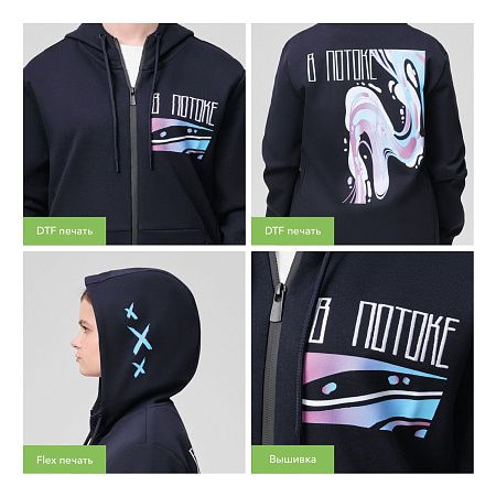 Толстовка на молнии с капюшоном Матео (Mateo) темно-синяя, размер S/M