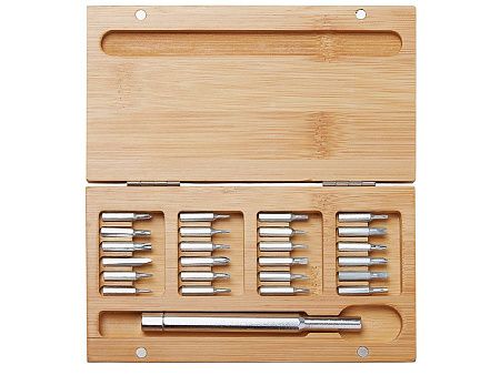 Набор отверток «Book» 24-в-1, цвет: серебристый, натуральный