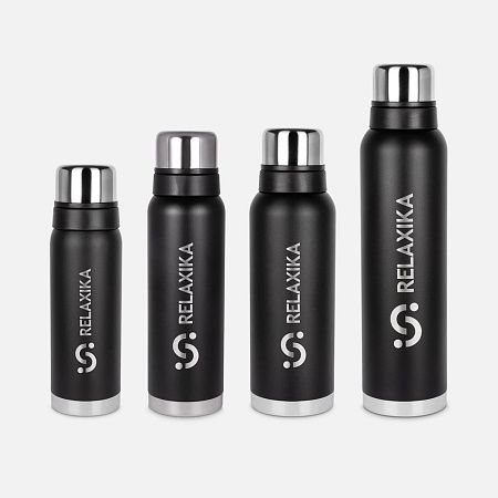 Термос Relaxika 750 со стикерпаком, черный